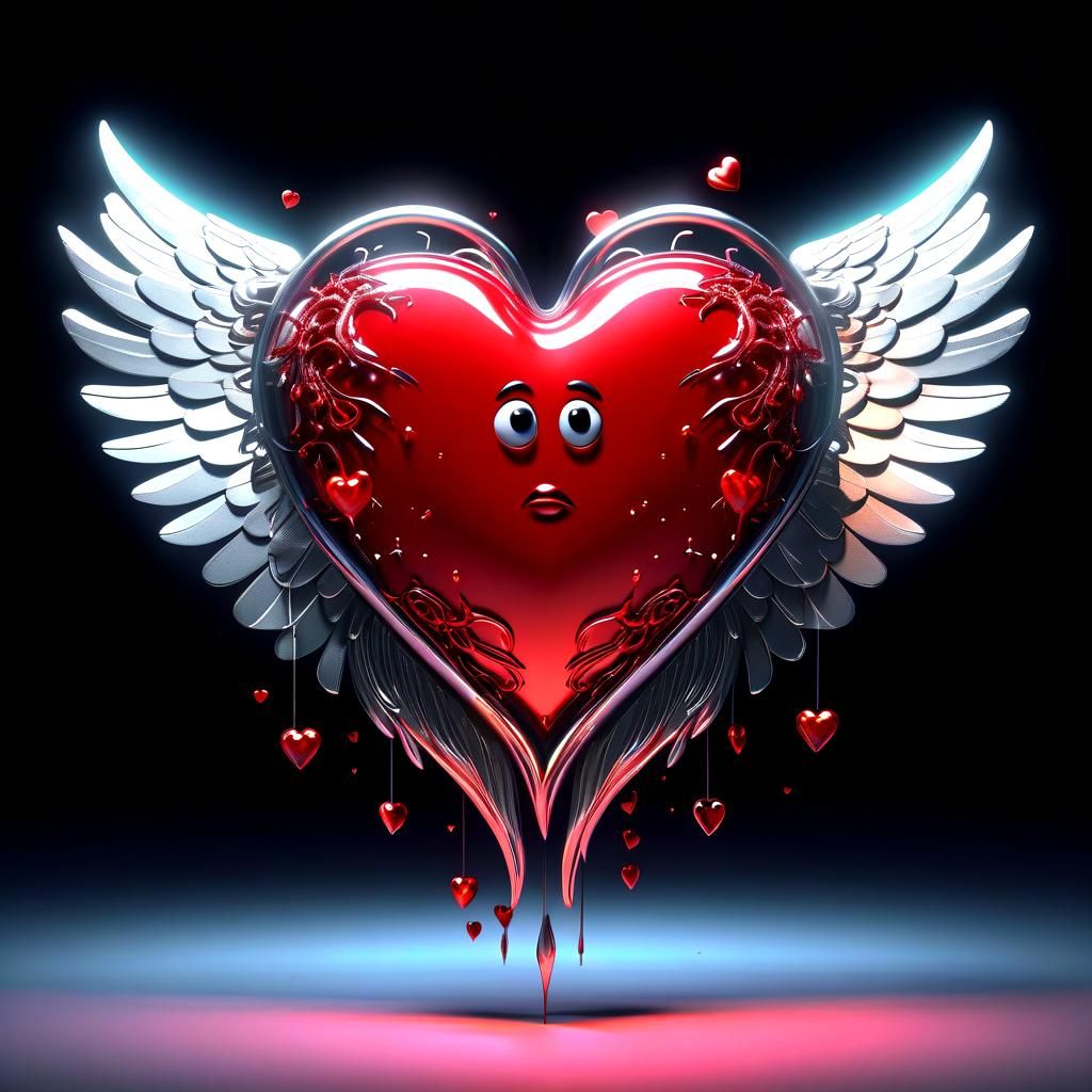 red translucid HEART Shaped Luminiscent fgure, the heart got...