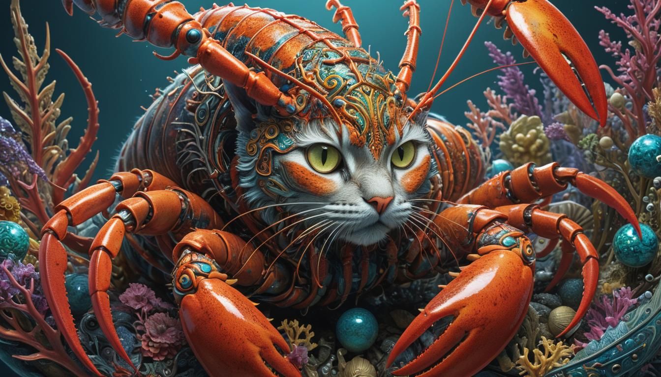 Hybrid lobster and a cat fusion.