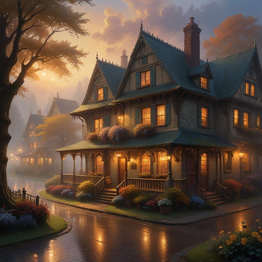 Enchanting Misty Dutchman Inn in Kinkade Style