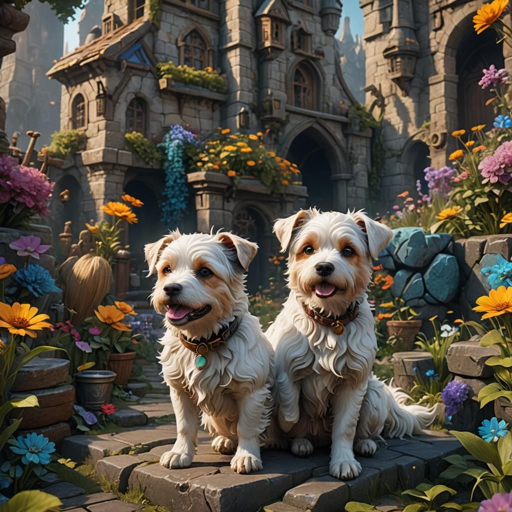 Cute Dog in Detailed Matte Painting Style