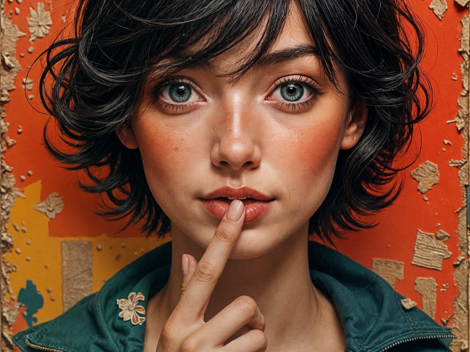 Zipped Lips in Mixed Media Style