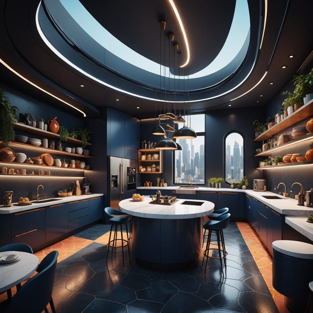 Avant-Garde Hotel Complex in Glistening Digital Art