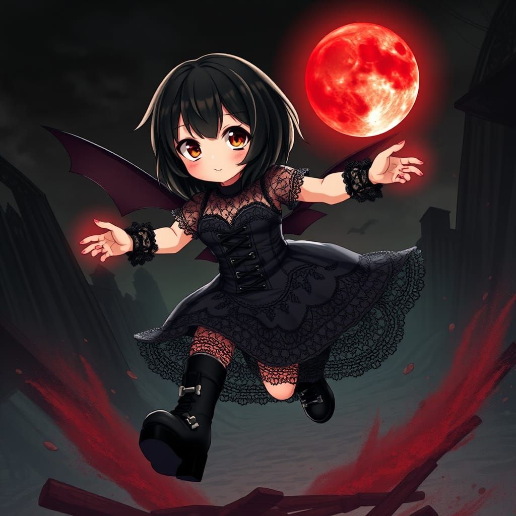 Anime Moon Rabbit Attacks Souls in Gothic Underworld