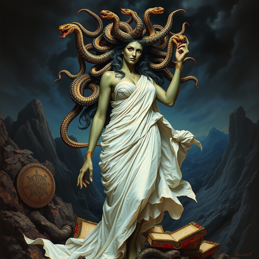 Medusa in a Mystical Greek Landscape