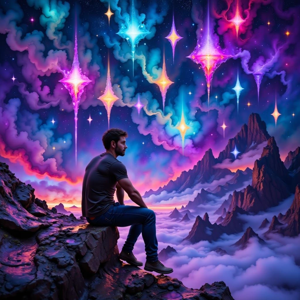 Austin Nightscape with Flaming Sky, Hyperkraximalismus Style