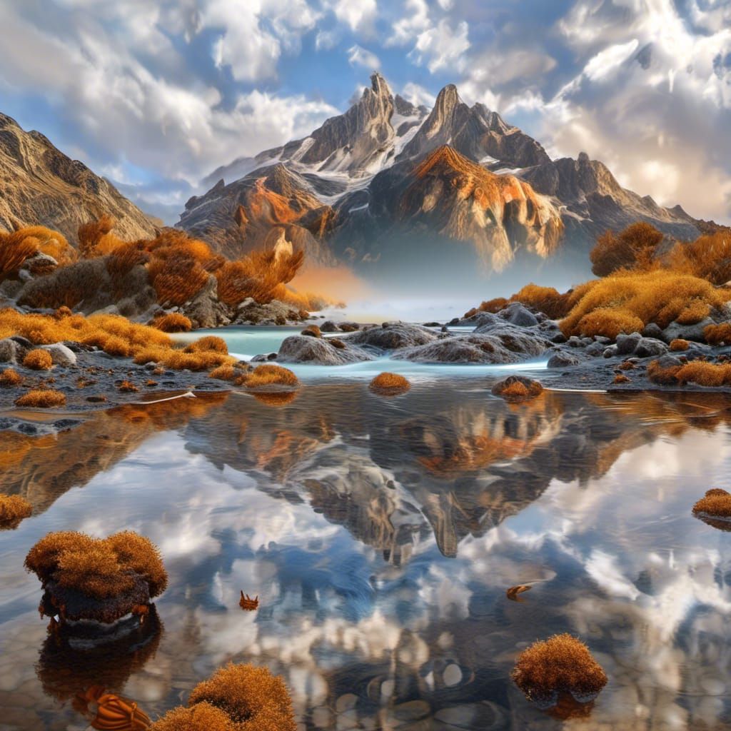 Colorful Non-Newtonian Fluid Lake with Futuristic Twister