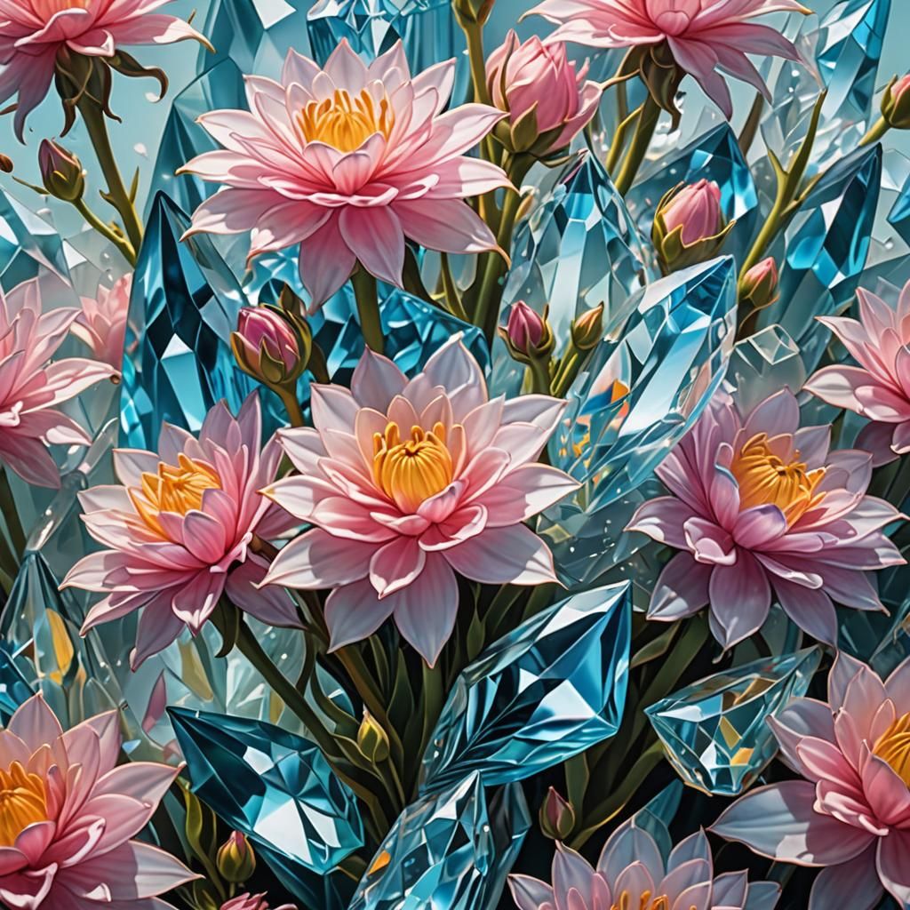 Surreal Crystal Flowers: A Macro Photography Dream