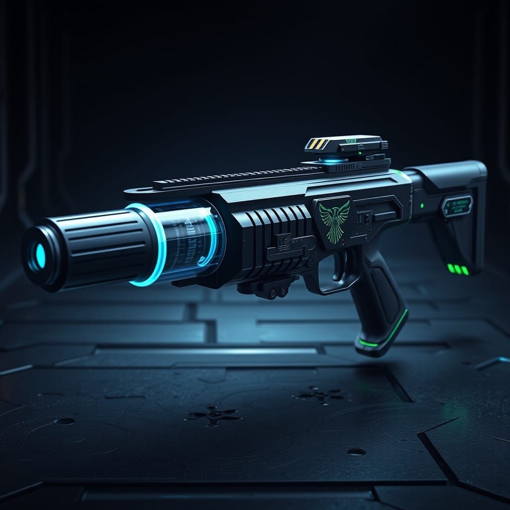 Sleek Ominous Modular Plasma Rifle in Cyberpunk Style
