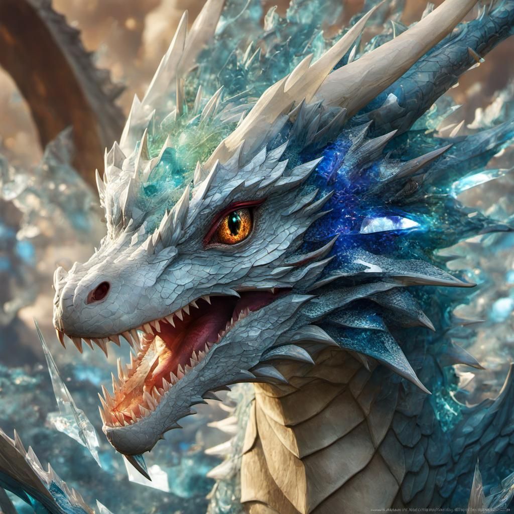 Shattered Glass Dragon Portrait in Anime Style