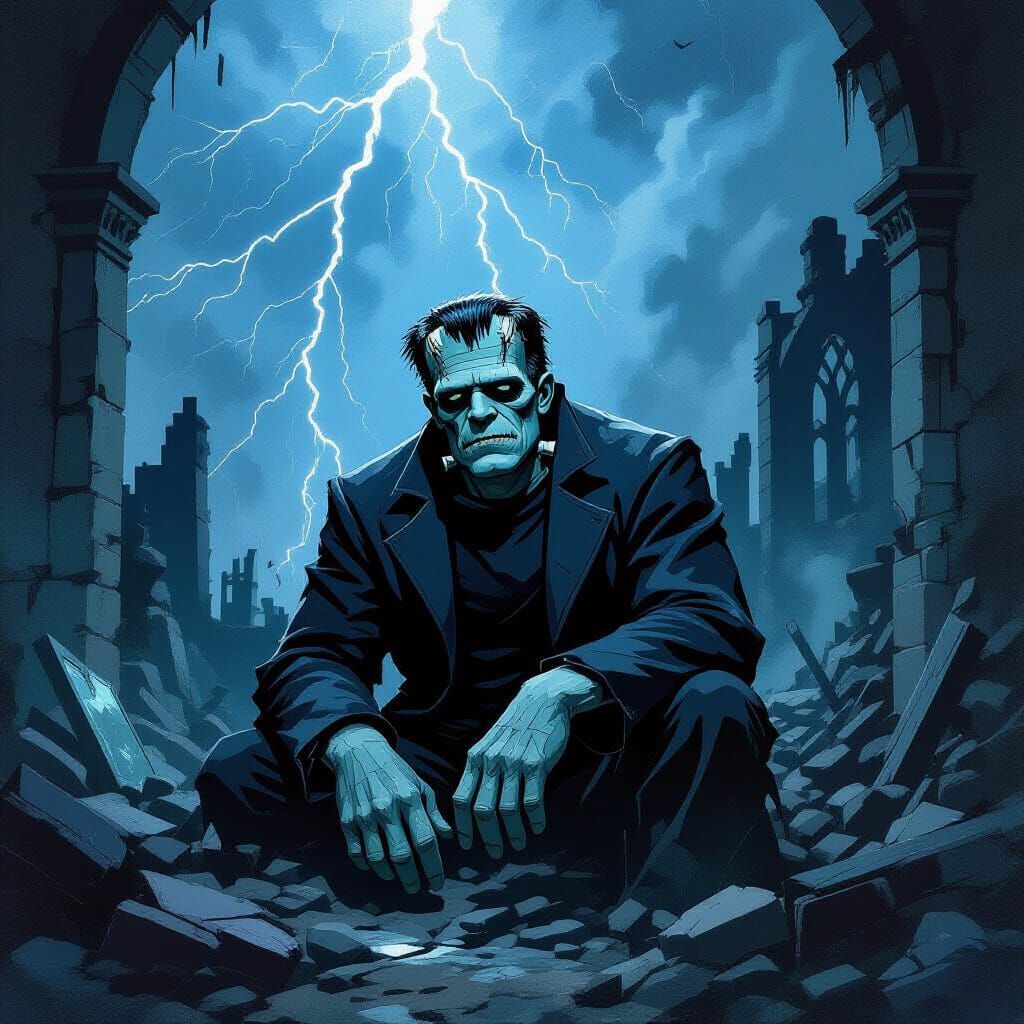 Frankenstein's Monster in Melancholy Abstraction