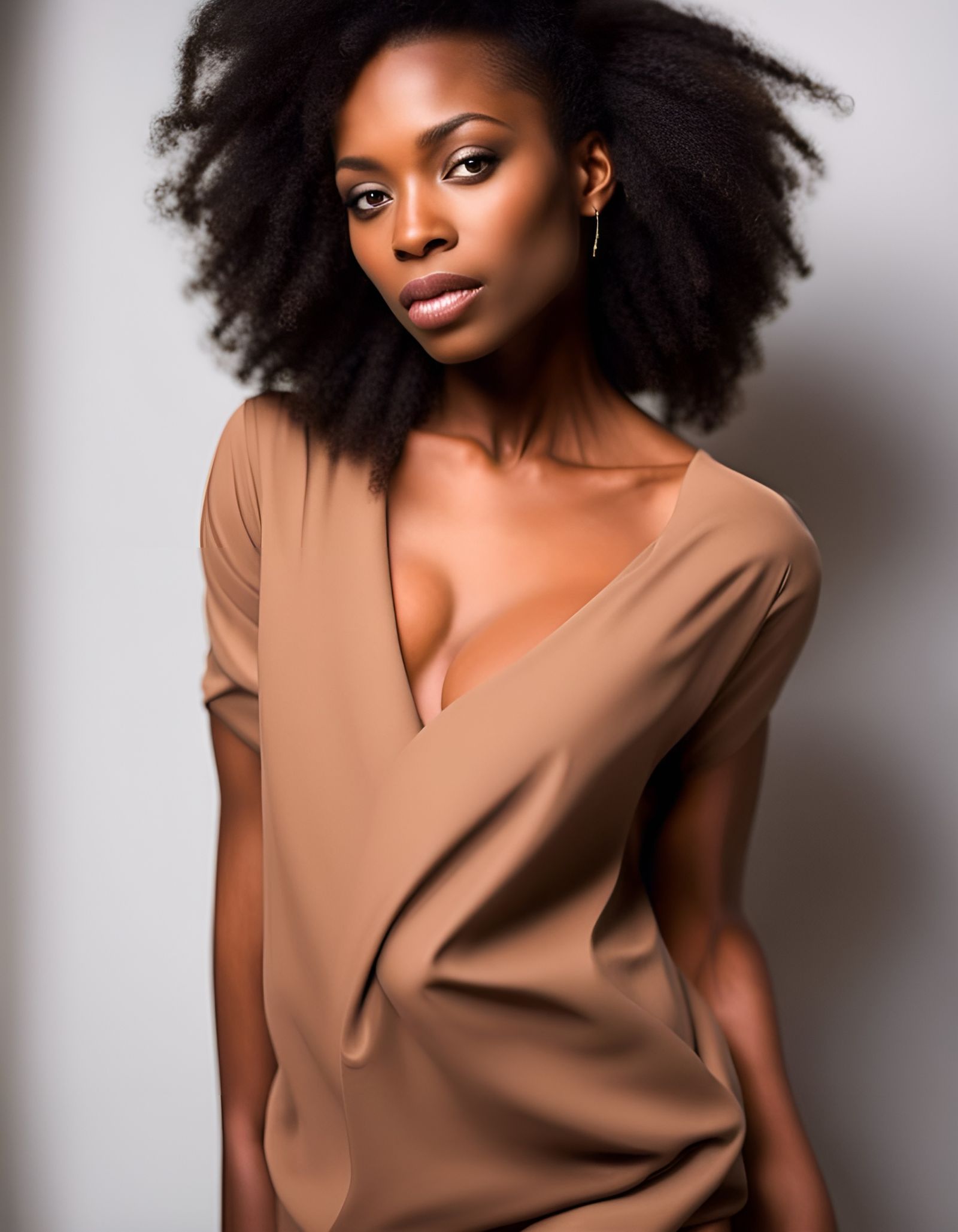 Confident Dark Skinned Woman Posing with Attitude