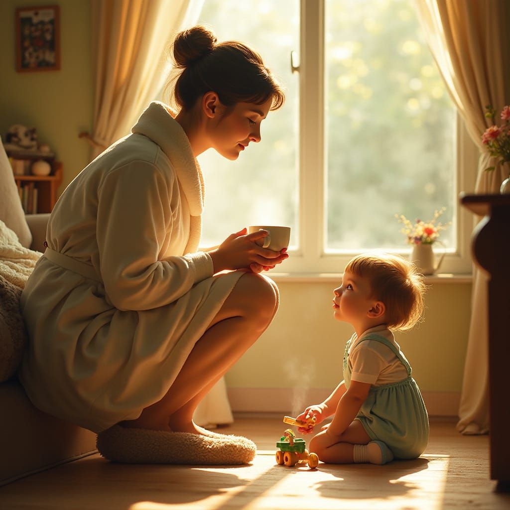 Mother and Child in Warm Morning Light