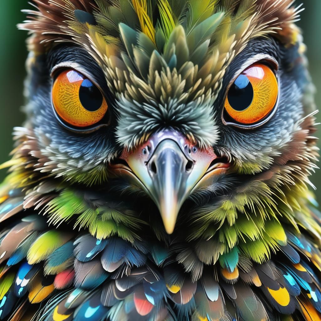 Colorful Chick-Like Bird with Large Eyes in Pop Art
