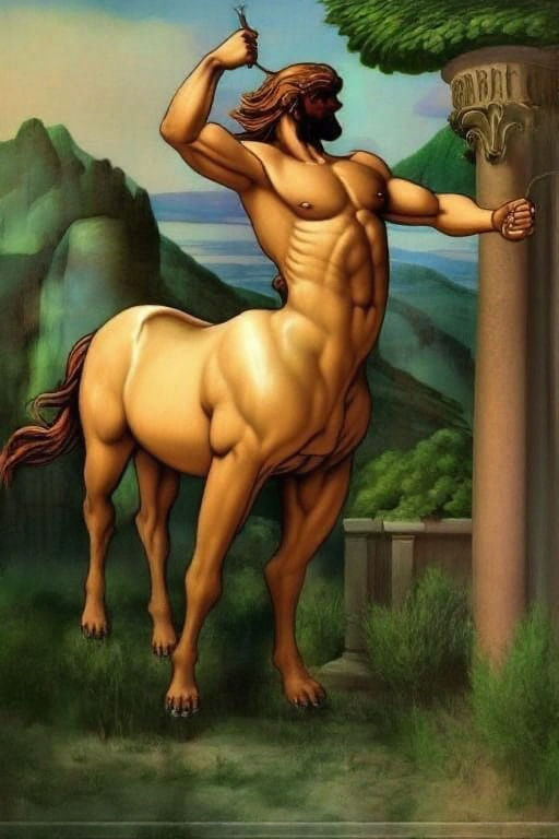 Chiron the Centaur in Art Nouveau Style