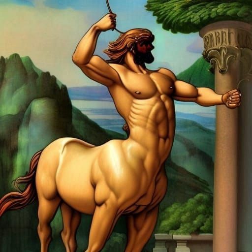 Chiron the Centaur in Art Nouveau Style