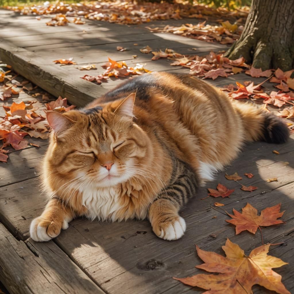 Fat Cat Sleeping: Hyper-Realistic Oil Painting