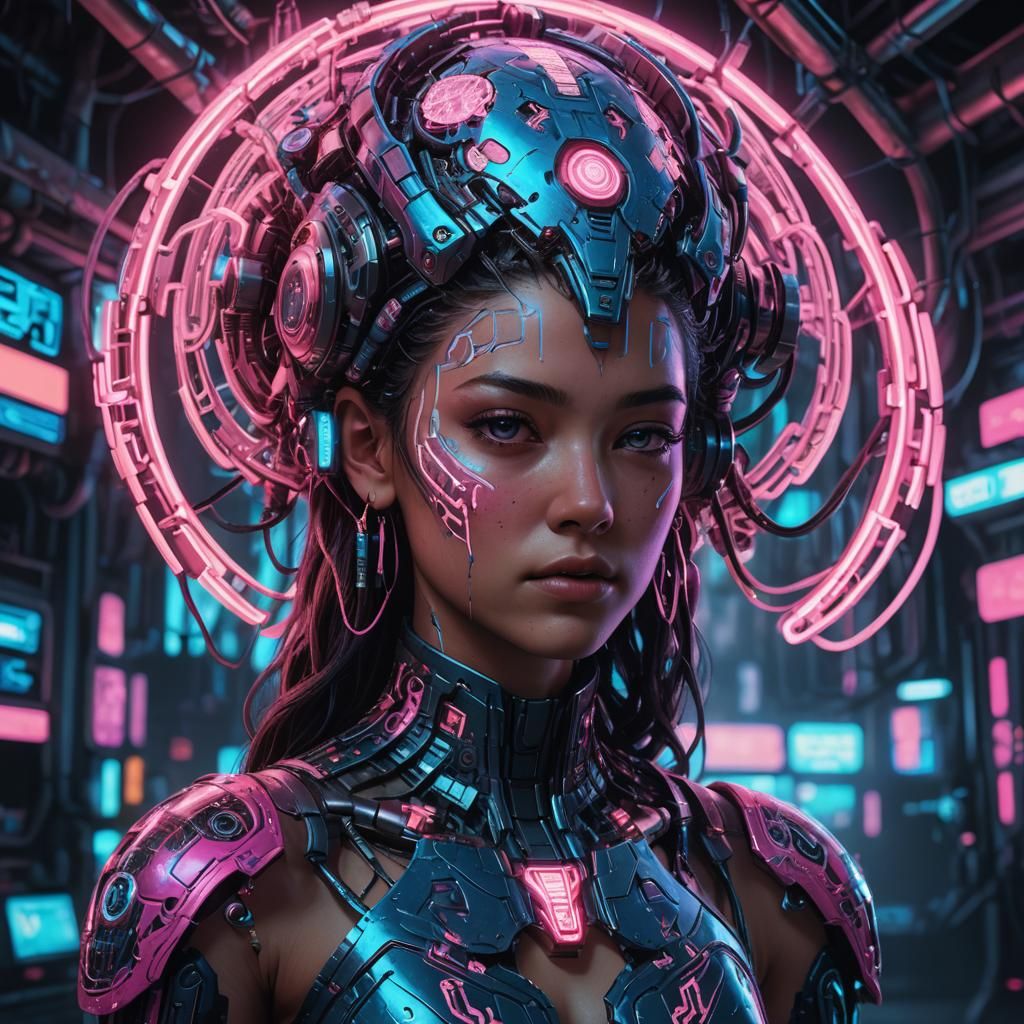 Cyberpunk Princess with Sci-Fi Brain Concept Art
