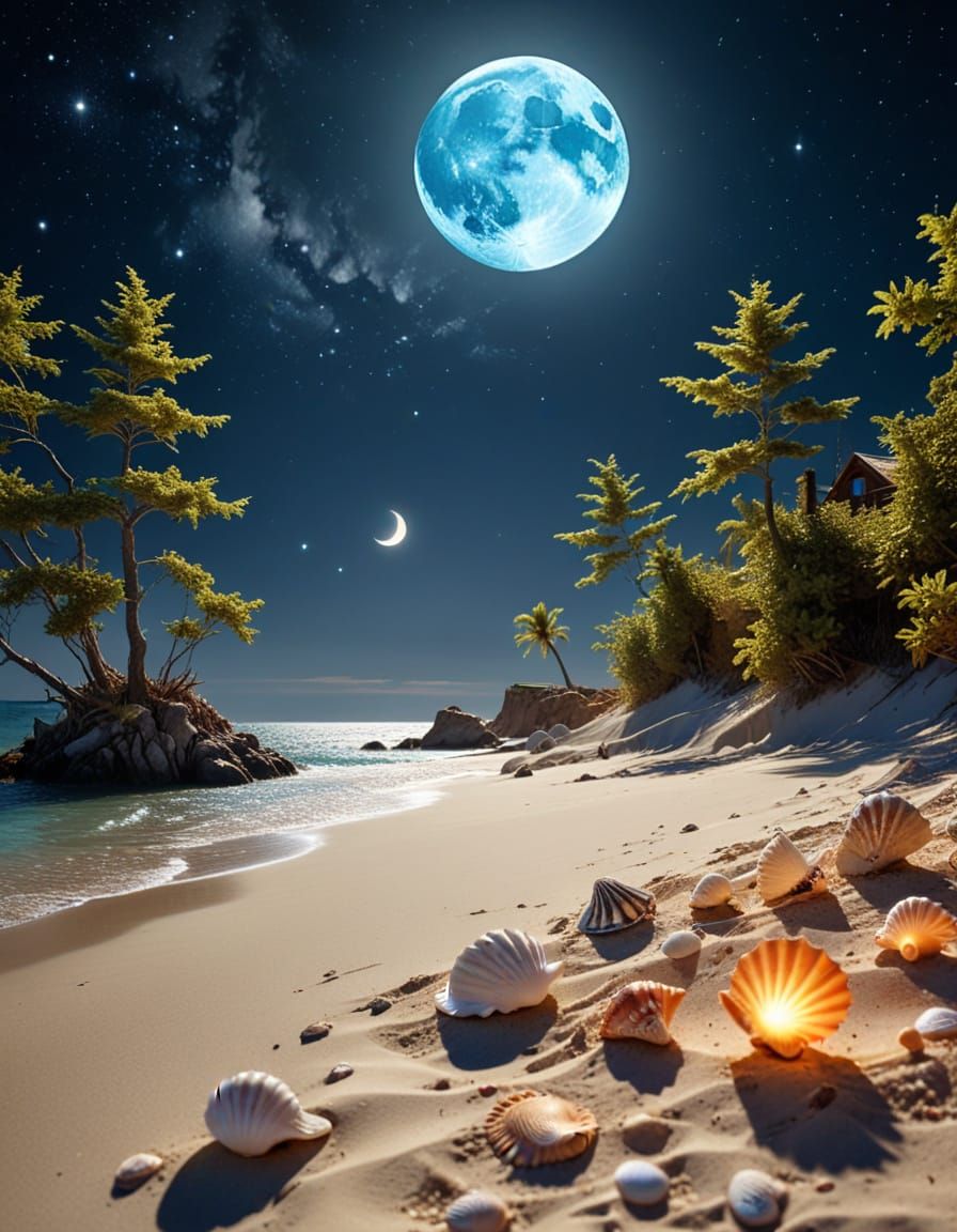 Punk Scene Backlit by Moon in Steampunk Style