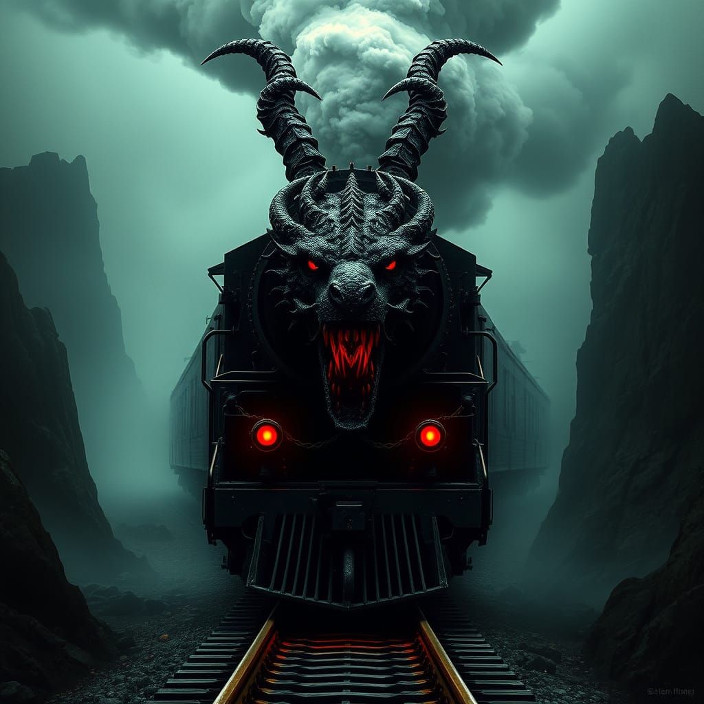 Ominous Final Fantasy 8 Train with Hellish Dragon Head and L...