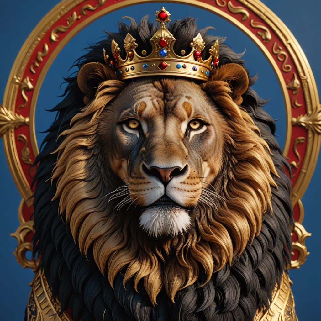 Pop Art Lion King with Gold Crown