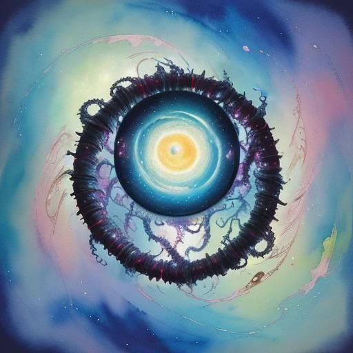 Eyeball Floating Through Space in Pen and Ink