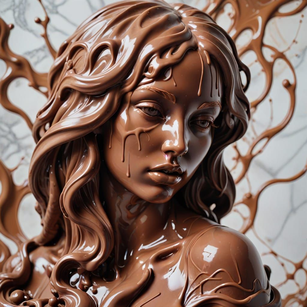 Chocolate Ice Cream Aphrodite Sculpture in Surreal Style