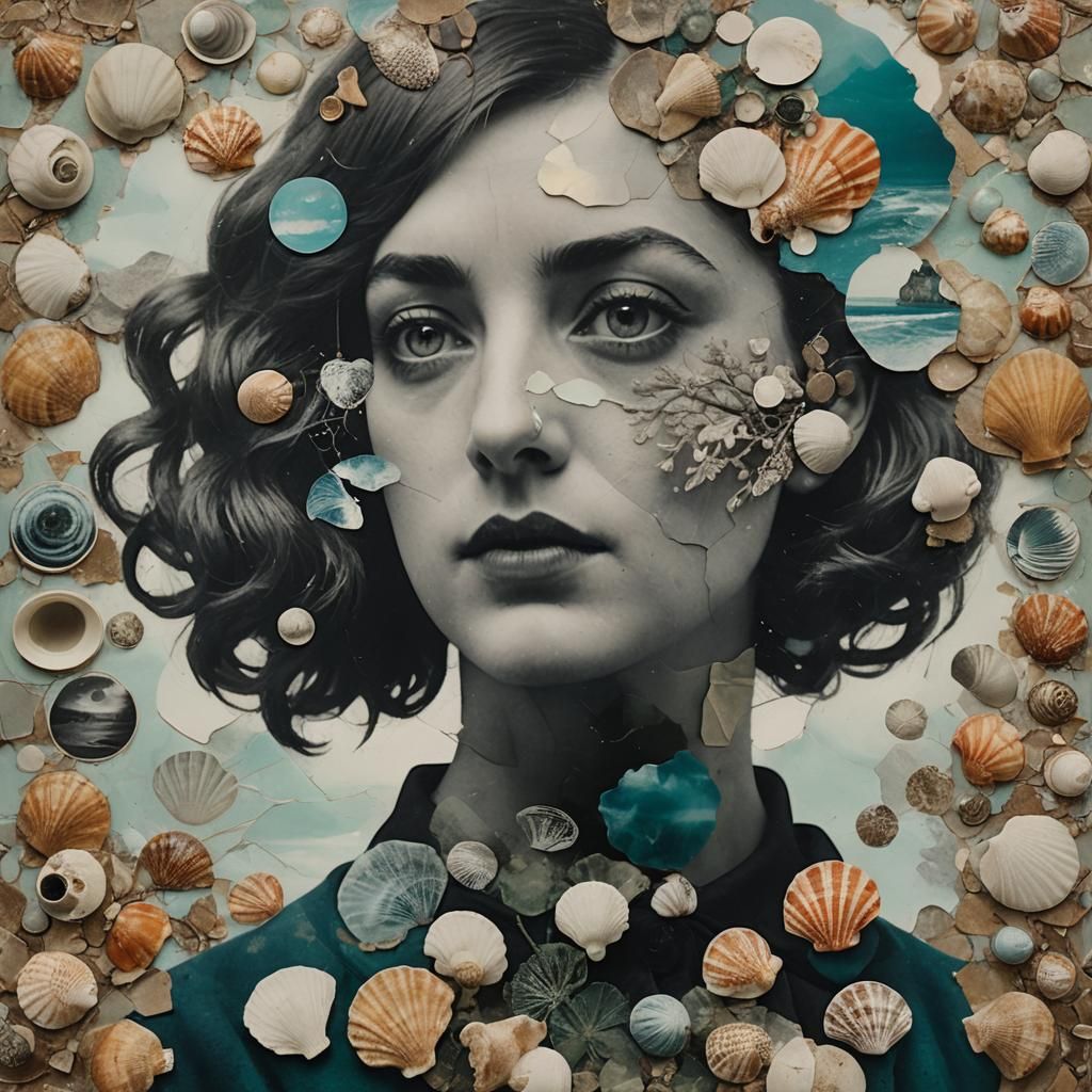 Dystopian Portrait in Mixed Media Collage Style