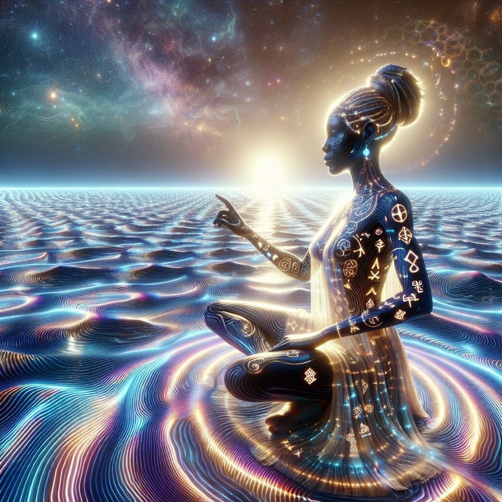 Ethereal African Goddess of Creation in CGI Style
