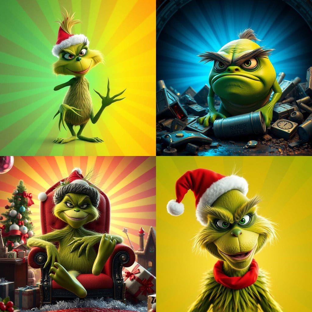 Surreal Grinch Figure in Vibrant Digital Art