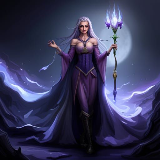 Beautiful Elf Wizard Casting Octarine Magic