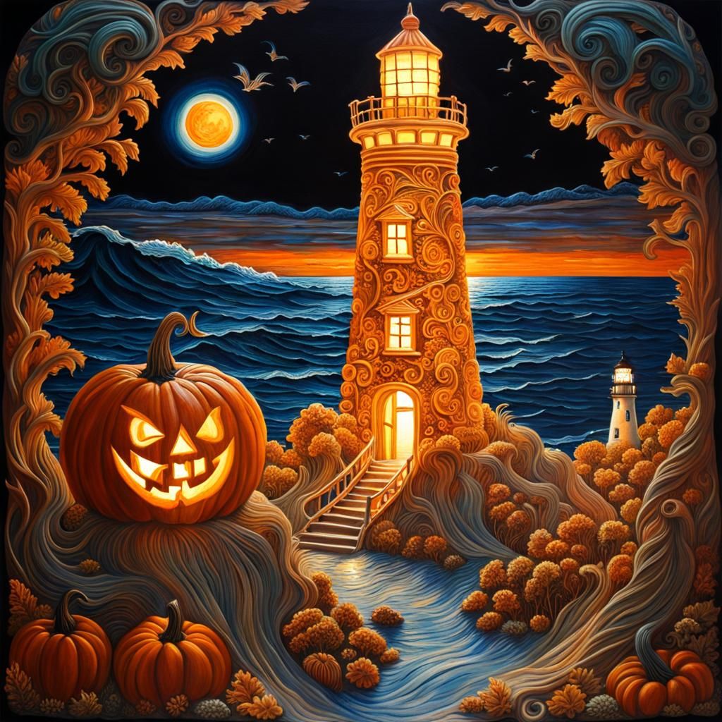 Pumpkin Lighthouse: A Surreal Halloween Carving