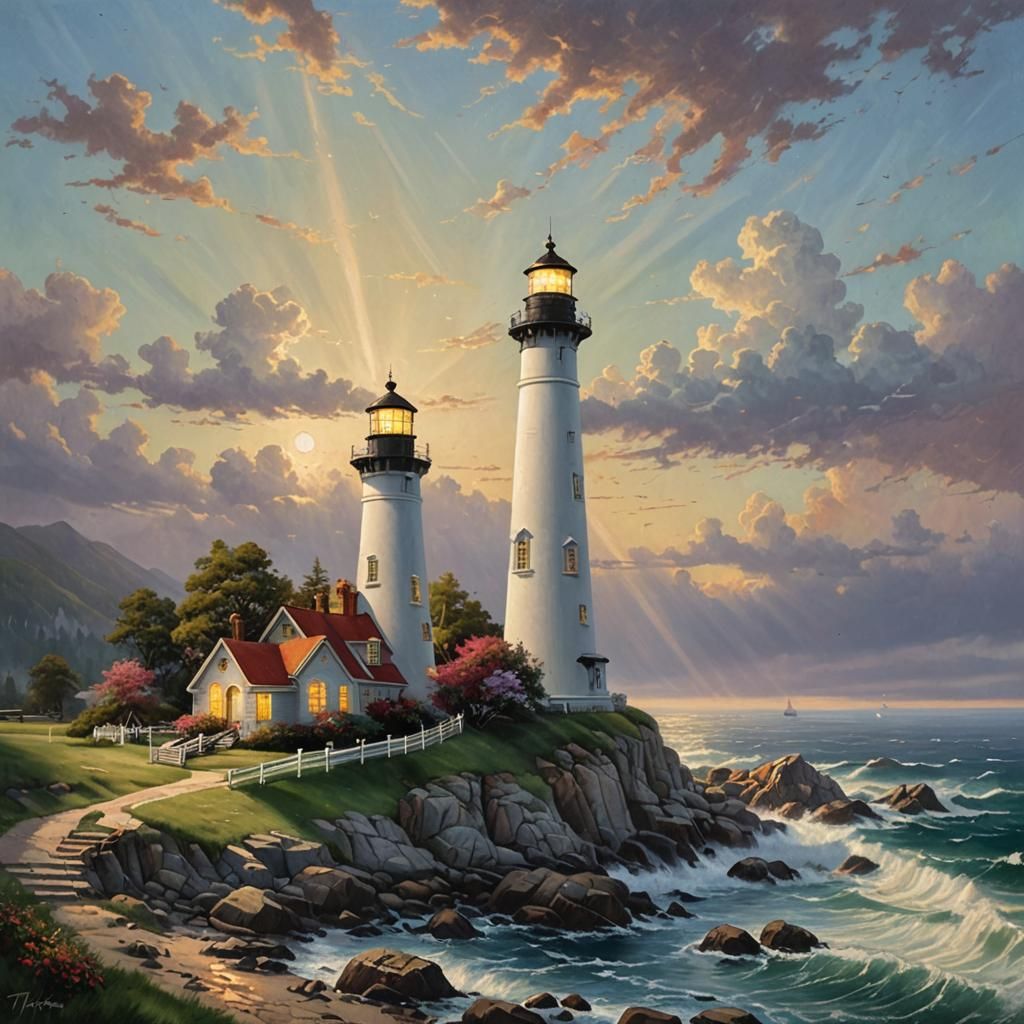 Gospel Lighthouse in Kinkade Style