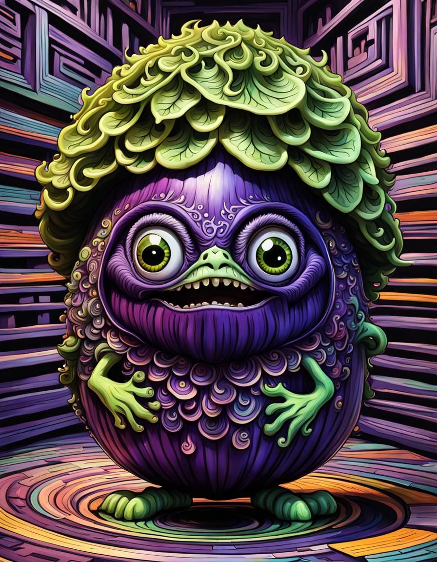 Psychedelic Eggplant Monster Bobblehead by Tim Burton
