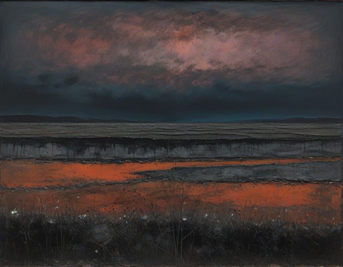 Twilight Valley in Abstract Expressionist Style