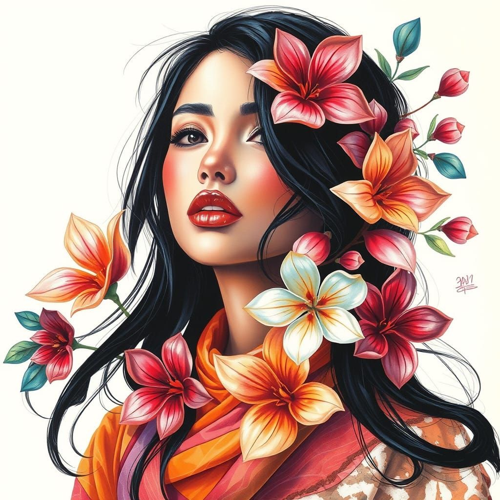 Elegant Woman in Vibrant 3D Art