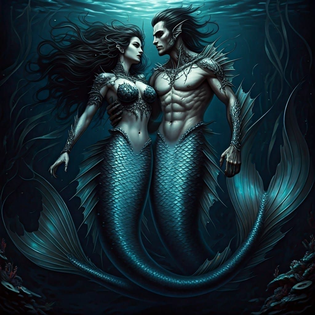 Gothic Merman and Mermaid Ethereal Union