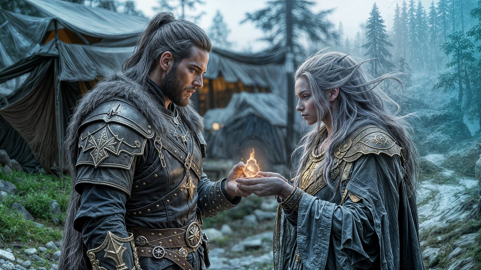 Fantasy Trade on a Dirt Road in Skyrim Style