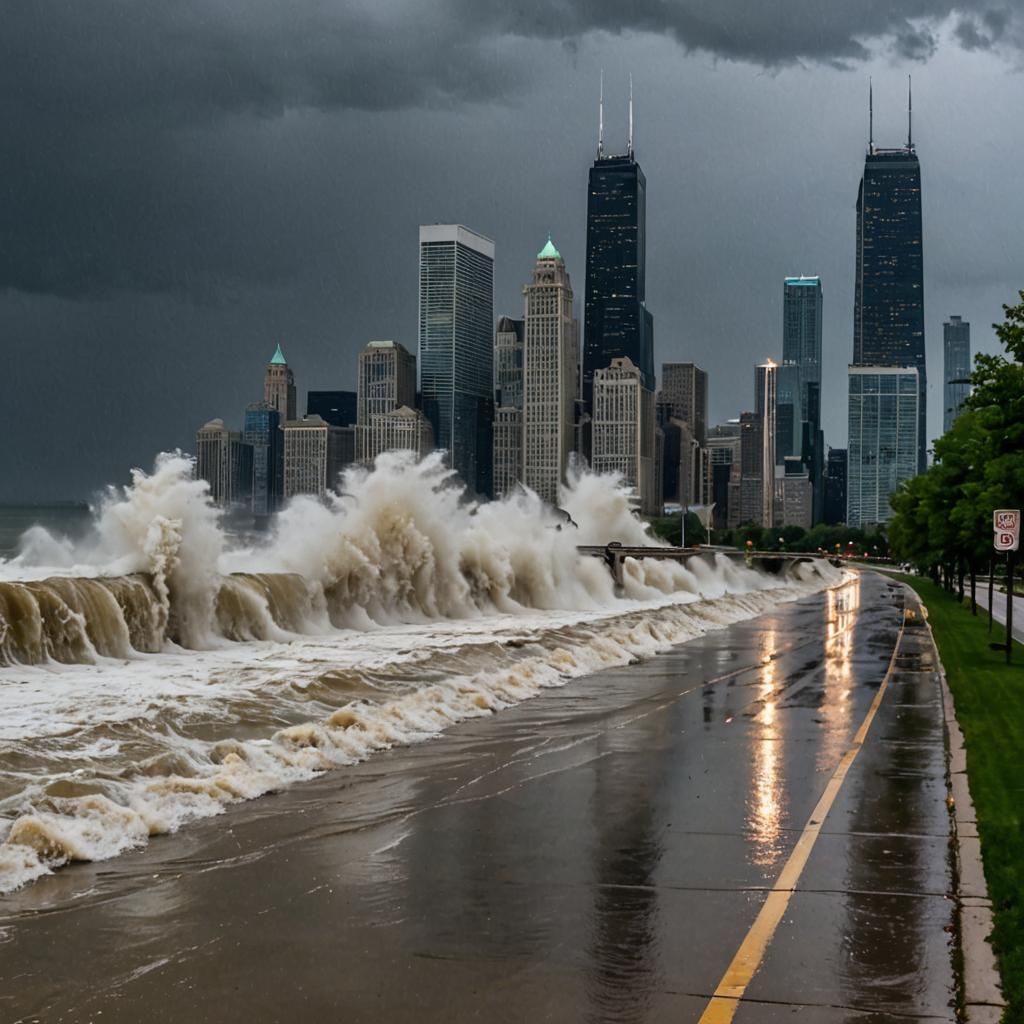 Lake Michigan Floods Lake Shore Drive