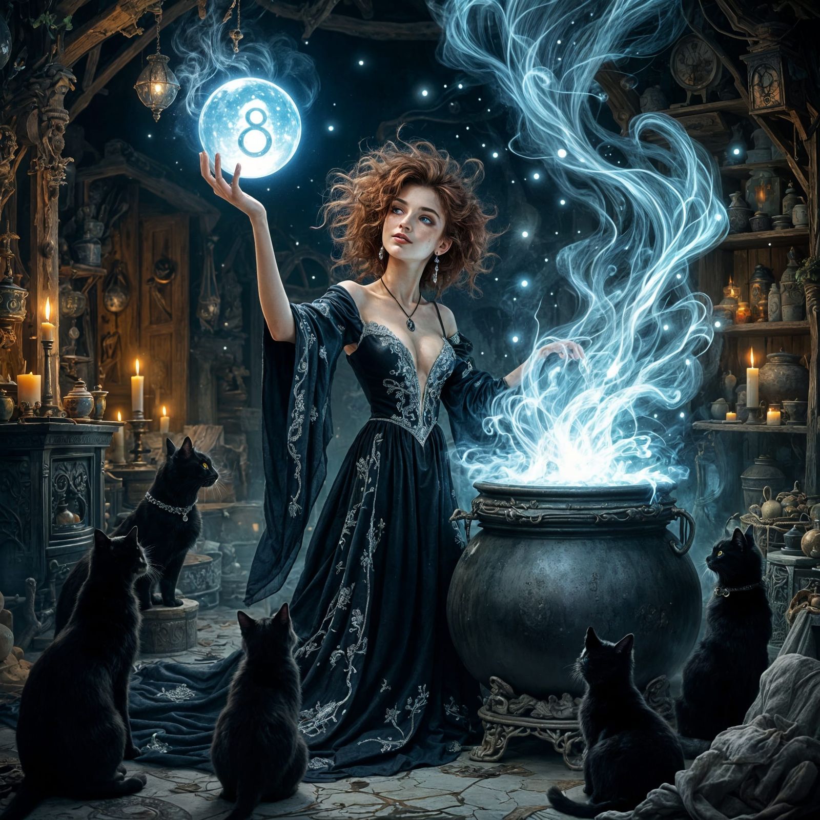 Surreal Fantasy Witch Confronts Infinity
