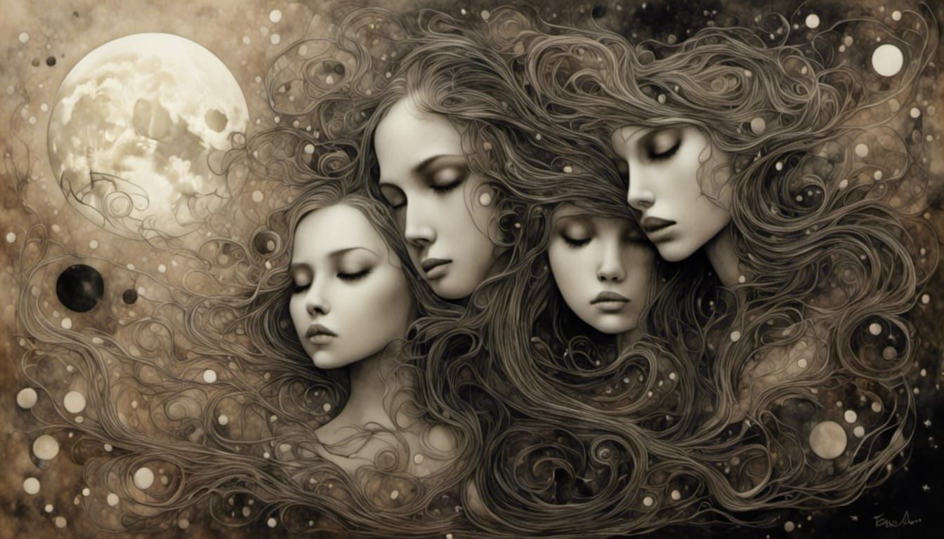 Cosmic Night Landscape in Melting Oil Style