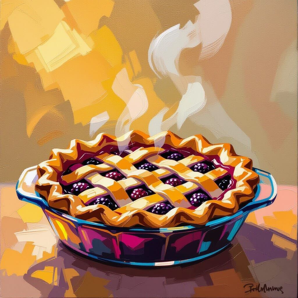 Blackberry Pie: Impressionistic Impasto Gouache Painting
