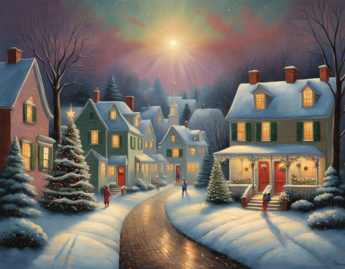 Magical Christmas Village Scene