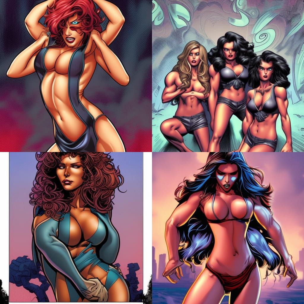 Attractive Fit Police Women in Comic Book Style