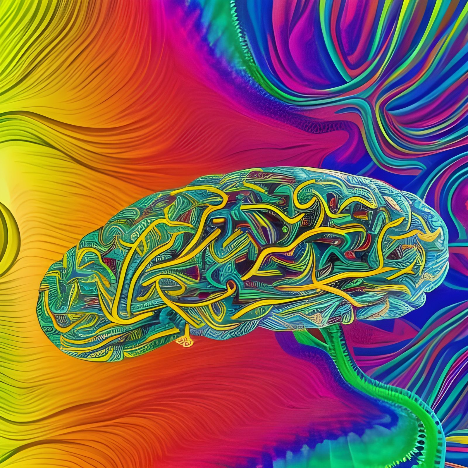 Psychedelic Brain: Colourful Maximalist Poster Art