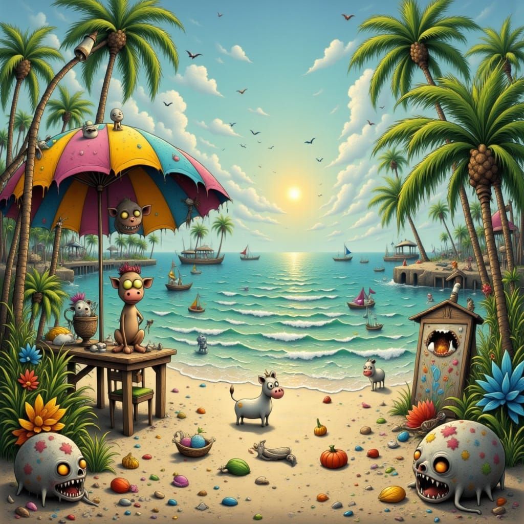 Mysterious Black Theater Beach Scene