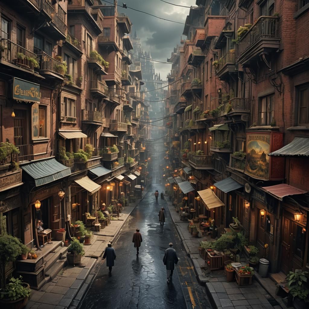 Rainy Street Scene: Dramatic Digital Matte Painting
