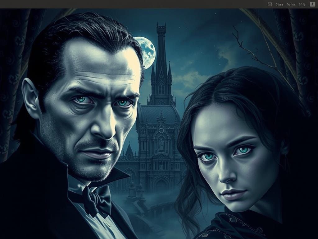 Ethereal Dracula Contemplates Beauty in a Dreamlike Realm