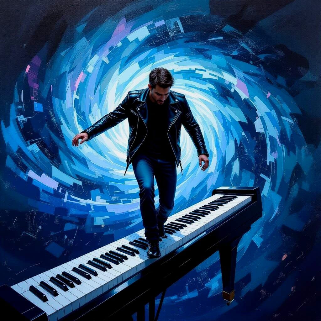 Dangerous Music Scene in Synthwave Style