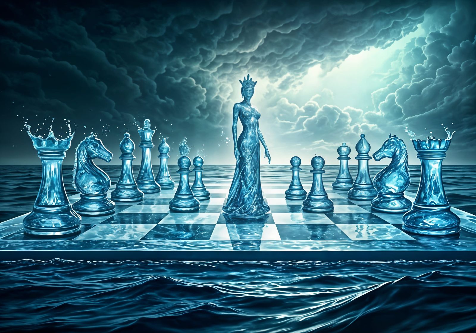 Ethereal Chessboard Emerge from Turbulent Ocean