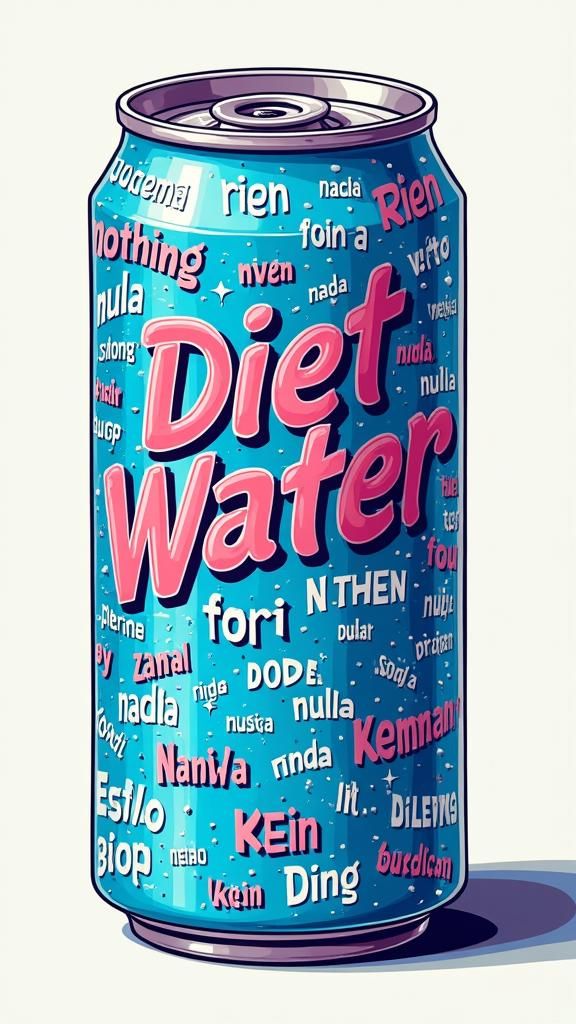 Retro Pop Art 'Diet Water' Can in 8-Bit Style